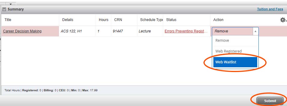wait list instructions