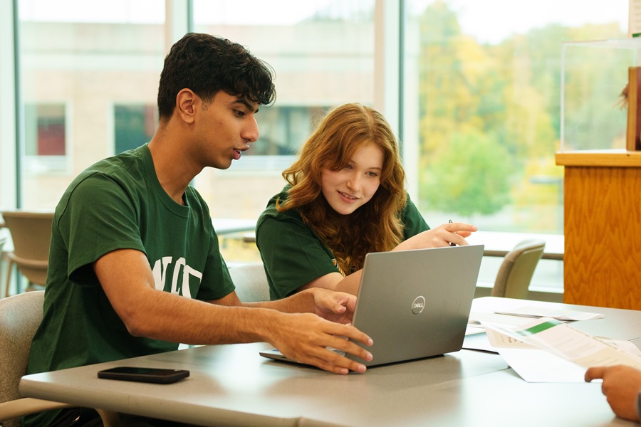 Washtenaw Community College students in the Bailey Library on campus.